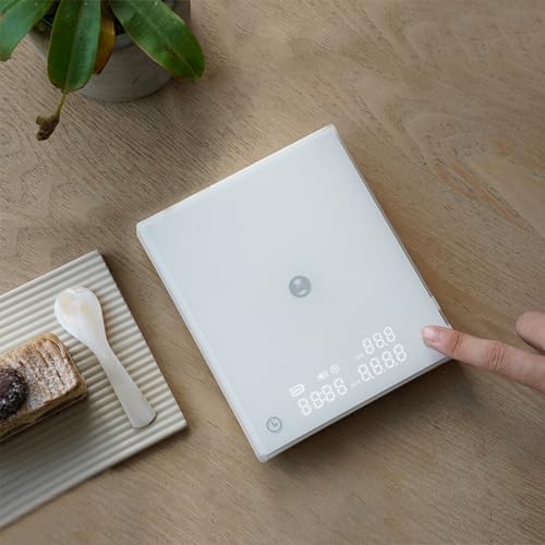 Coffee Scale Basic 2.0 Electronic Espresso White Scale with Water Flow Rate and Timer Function