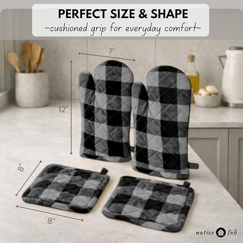 Buffalo Plaid Check Oven Mitts and Pot Holders Set of 4 (4 Count)