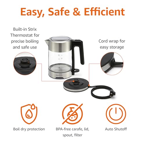 Electric Kettle with Glass Carafe for Tea and Coffee
