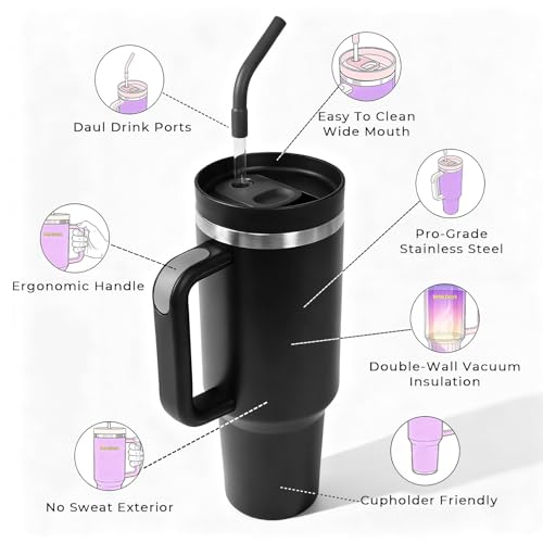 40 oz Tumbler with Handle and Straw