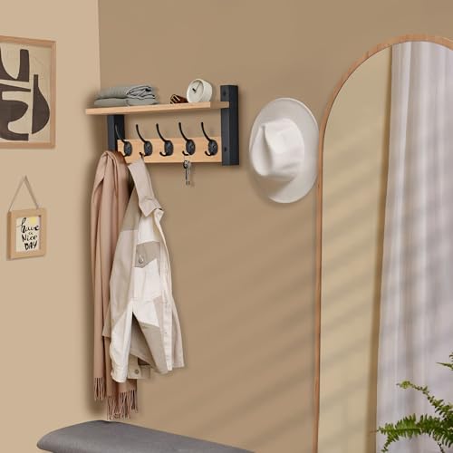 Coat Rack Wall Mount with Shelf