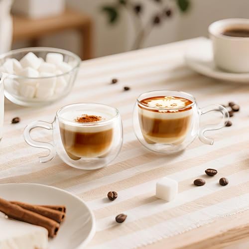 4.4 Oz Cute Cat Double Wall Glasses Espresso Cups Set of 2 (2 Count)