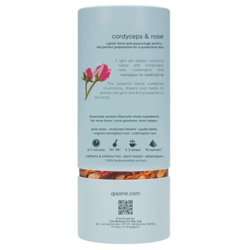 qìsane Cordyceps Tea Bags with Dried Rose Buds