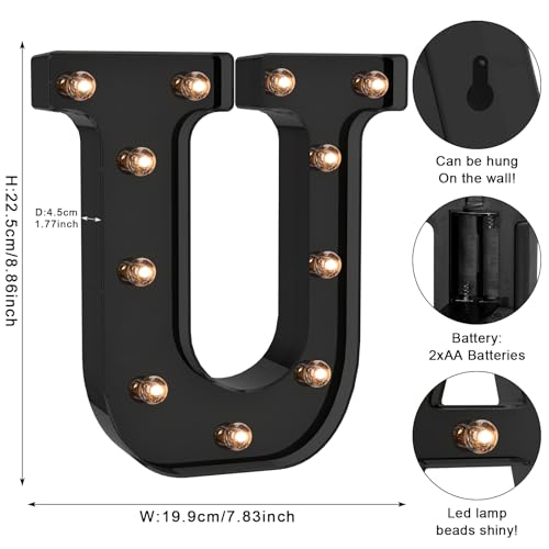 Black LED Letter Lights for Room Decor