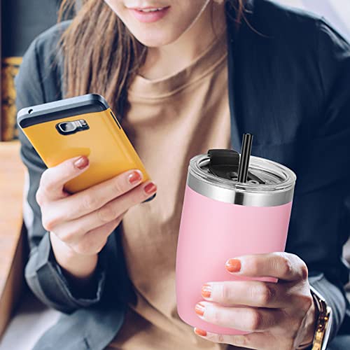 Stainless Steel 12 oz Tumblers bulk Vacuum Insulated Double Wall Travel Tumbler with Lid and Straw Reusable Tumbler (6 Count)