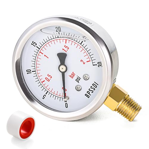0 30 Psi Glycerin Liquid Filled Low Pressure Gauge