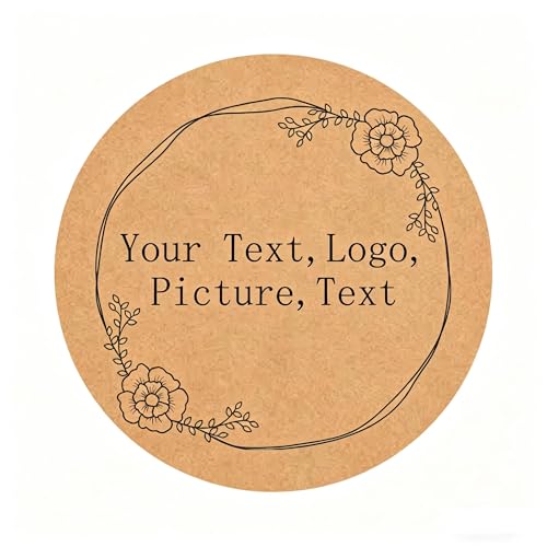 Kraft Paper Custom Stickers Round Labels Personalized with Text (100 Count)