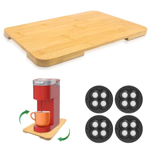 360° Rolling Tray Bamboo Appliance Slider for Kitchen Appliances