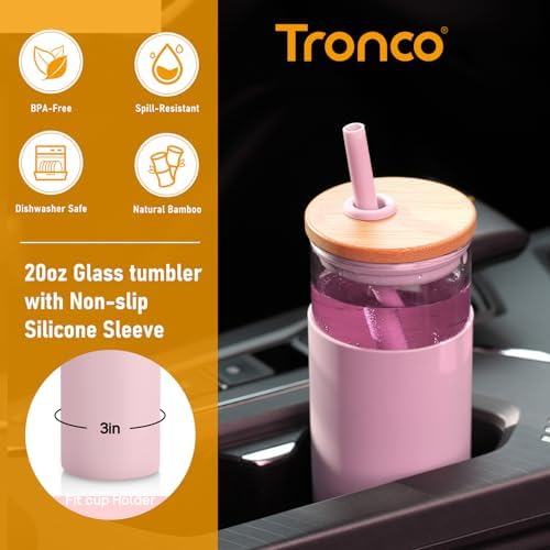20 oz Glass Tumbler with Lids and Straws