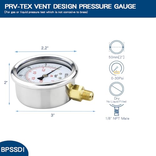 30inHg Vacuum Pressure Gauge