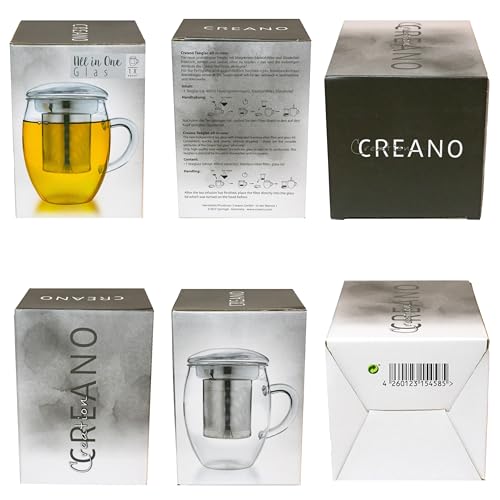 2pcs All-In-One Tea Glass with Stainless Steel Infuser and Lid - 14oz (400ml) (2 Count)