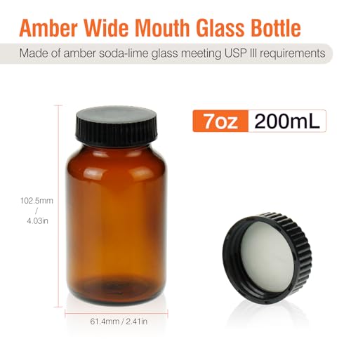 24 Pack Amber Glass Wide Mouth Packer Bottle (24 Count)