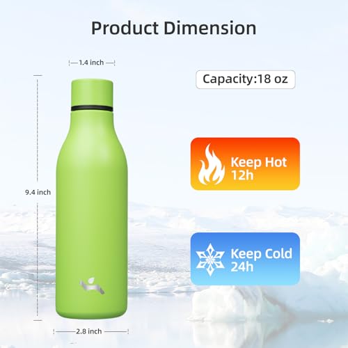 18 oz Insulated Stainless Steel Metal Water Bottle with Strap