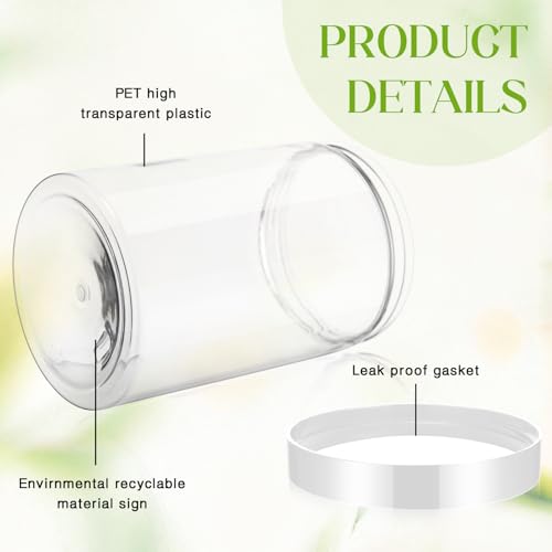 4 Pcs Plastic Jars Wide Mouth with Lids (4 Count)