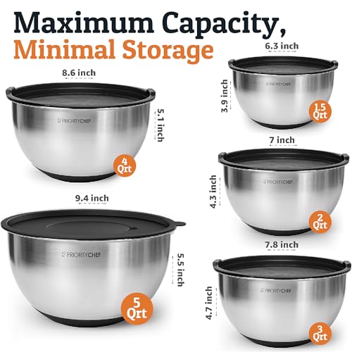 Stainless Steel Mixing Bowls with Lids Set