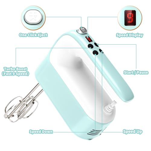 9 Speed Digital Hand Mixer Electric