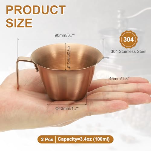 2 Pcs Stainless Steel Espresso Cup with Handle
