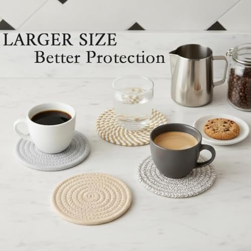 4.8 Inch Woven Drink Coasters Set of 4 (4 Count)