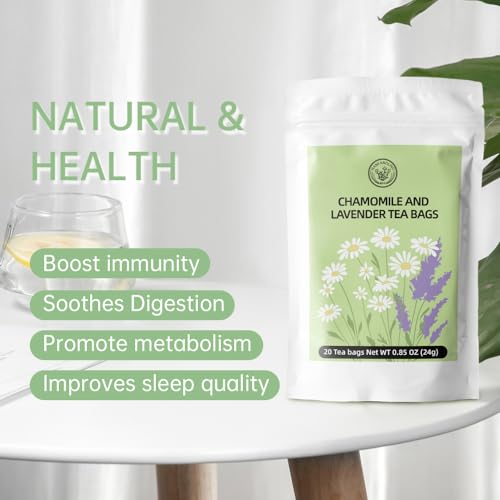 Chamomile and Lavender Herbal Tea Stress Relief Support Sleep (20 Count)