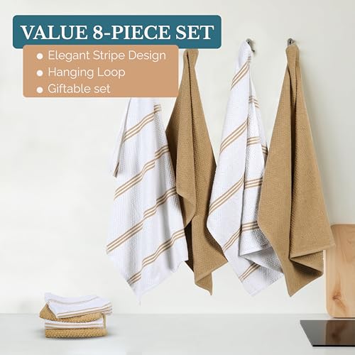 Kitchen Towel Set 8 Pc 4 Dish Towels for Kitchen (8 Count)