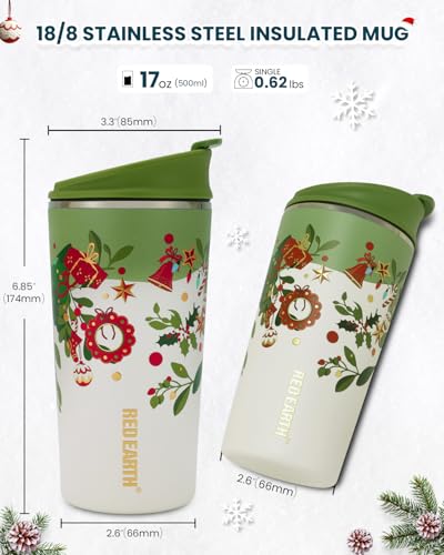 17oz Christmas Tea Cup with Infuser and Lid