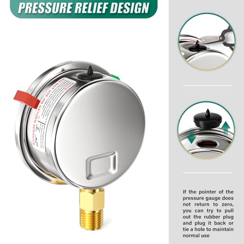 0 15PSI Stainless Steel Liquid Filled Pressure Gauge