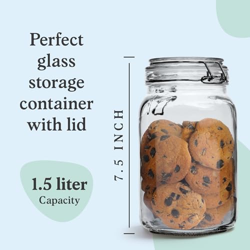 Set of 3 Glass Mason Jar with Airtight Lid 50 Ounces (3 Count)