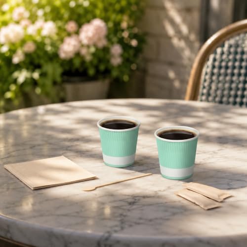 Ripple Wall Coffee Cups 500 Count 4 Ounce Insulated Light Green Paper Cups