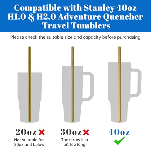 8PCS Stainless Steel Straws Fit for 40oz Stanley Tumblers (8 Count)
