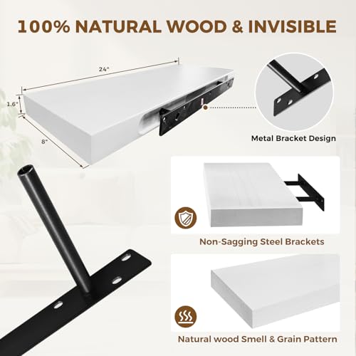 Solid Wood Floating Shelves (2 Count)
