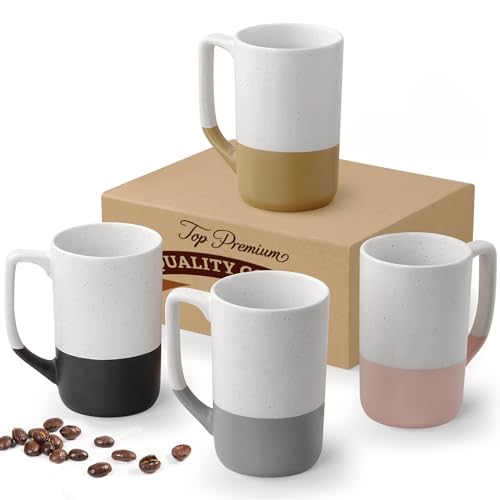Large Ceramic Coffee Mug Set of 4 (4 Count)