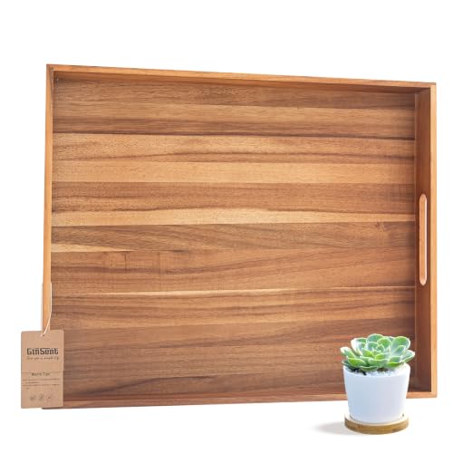 Extra Large Ottoman Wood Serving Tray with Handles