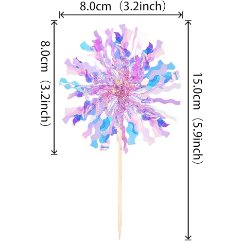 30 PCS Foil Firework Cupcake Toppers Sparkle Tinsel Cupcake Picks Happy Birthday Cake Toppers Drink Stirrers Cocktail Food Fruit Toothpicks for Baby Shower Birthday Party Decorations Supplies Purple (30 Count)