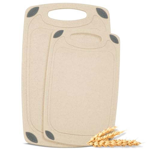 2 Piece Reversible Cutting Board Set Made with Natural Wheat Straw Fiber (2 Count)