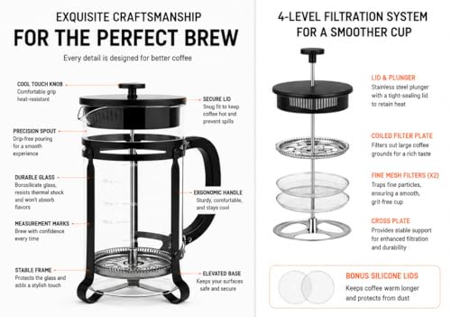 21 oz Black French Press Coffee Maker