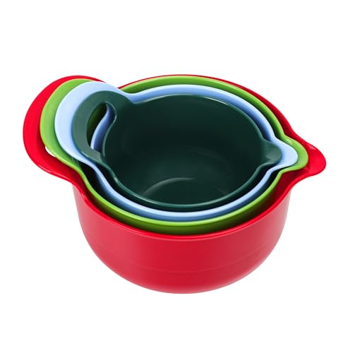 4 Pack Nesting Mixing Bowl Christmas Set with Pour Spout and Handle (4 Count)