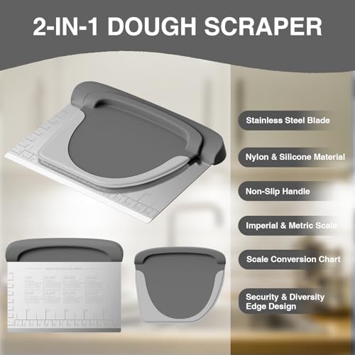 Bench Scraper Dough Scraper Bowl Pastry Scraper for Bread Cake Pizza (2 Count)