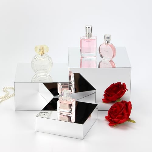 Glossy Silver Acrylic Mirror Display Riser Stand