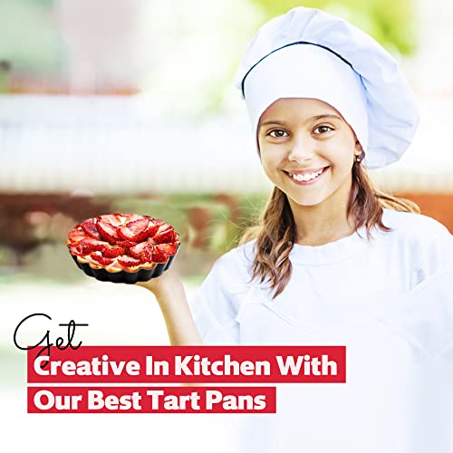 8 Pack Mini Tart Pans 4 Inch with Removable Bottom Round Nonstick Deep Quiche Pan