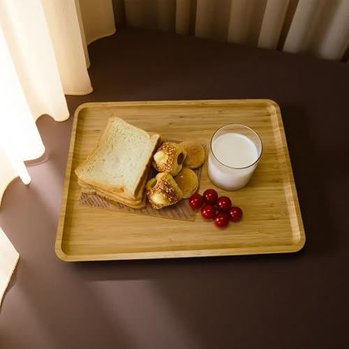 Bamboo Serving Tray Wooden Rectangle Dinner Food Bed Lab Tray Large