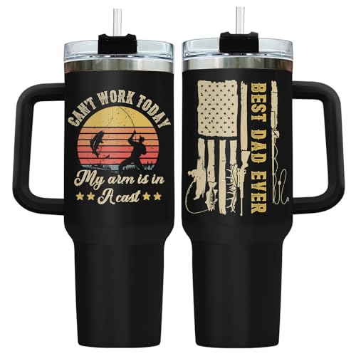 Fishing Dad Best Daddy Ever Mom 40 oz Tumbler with Handle