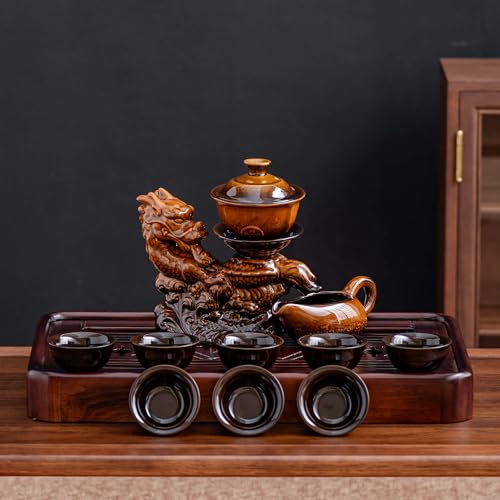 Ceramic Teapot with Infuser Semi Automatic Tea Set Magic Teapot with 8 cups Gradient Color