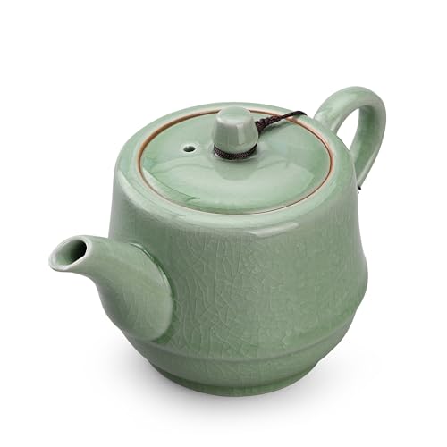 Ceramic Teapot with Infuser for Tea Coffee Milk as Gift Pink Cyan