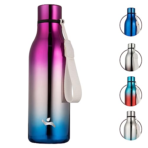 18 oz Insulated Stainless Steel Metal Water Bottle with Strap