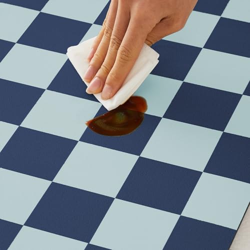 Navy Blue Checkered Dish Drying Mat for Kitchen Counter