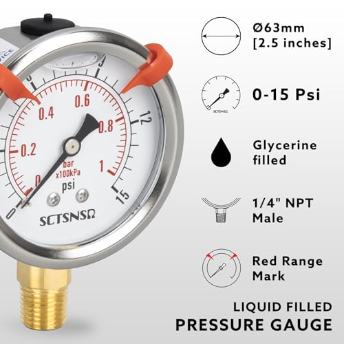 0 to 15 Psi Pressure Gauge