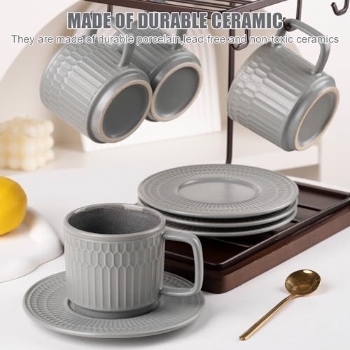 8oz Cappuccino Cups with Saucers Set of 4 (4 Count)