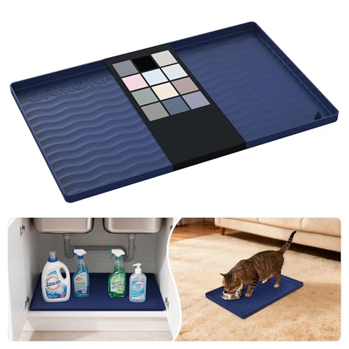 Waterproof Silicone Under Sink Mat 16'' x 10'' Shelf Liner for Kitchen and Bathroom