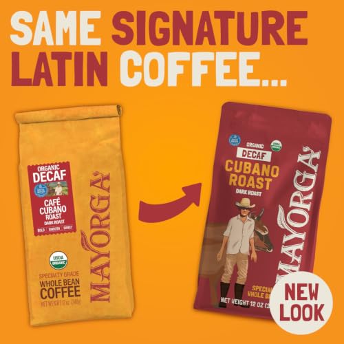 Decaf Dark Roast 12oz Bag Cafe Swiss Water Decaffeinated Cubano Roast 100% Arabica Whole Coffee Beans (12 Ounce)