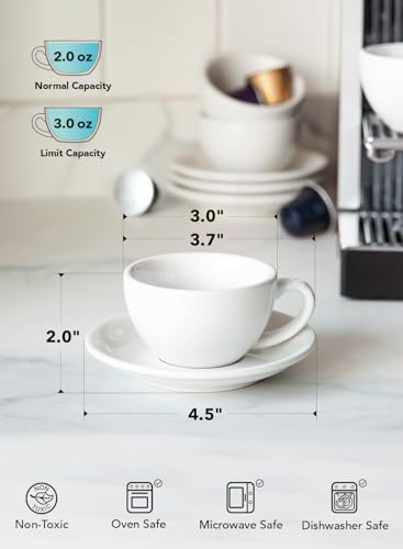 3 oz Espresso Cups with Saucers (4 Count)